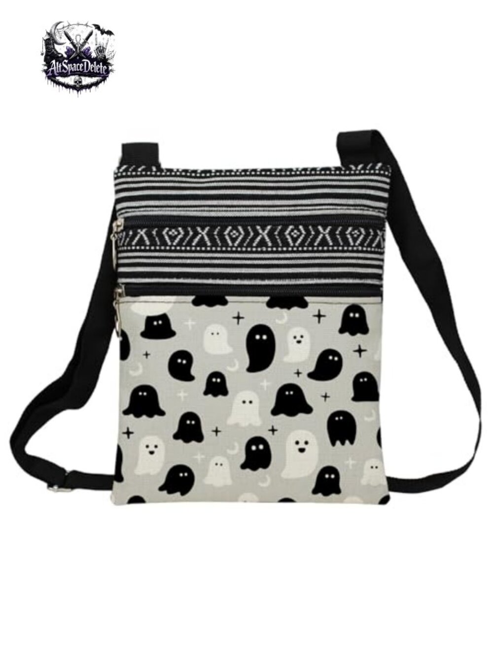 Small Ethnic Crossbody Bag Adjustable Strap Zipper Pouch Polyester
